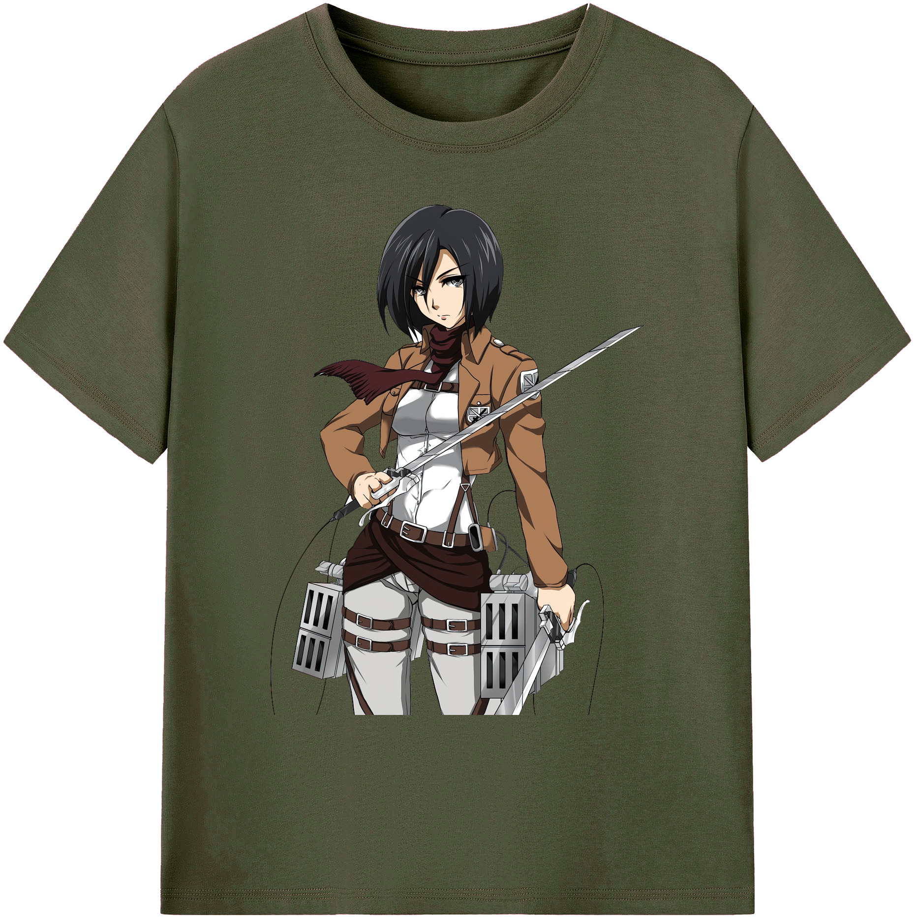 （画像用） 進撃の巨人 ミカサ·アッカーマン Attack on Titan Mikasa Ackerman 綿100％ メンズ半袖Tシャツ｜肌触りやわらか＆通気性